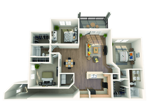 Floor plan for 3 beds, 2 baths, 1580 sqft